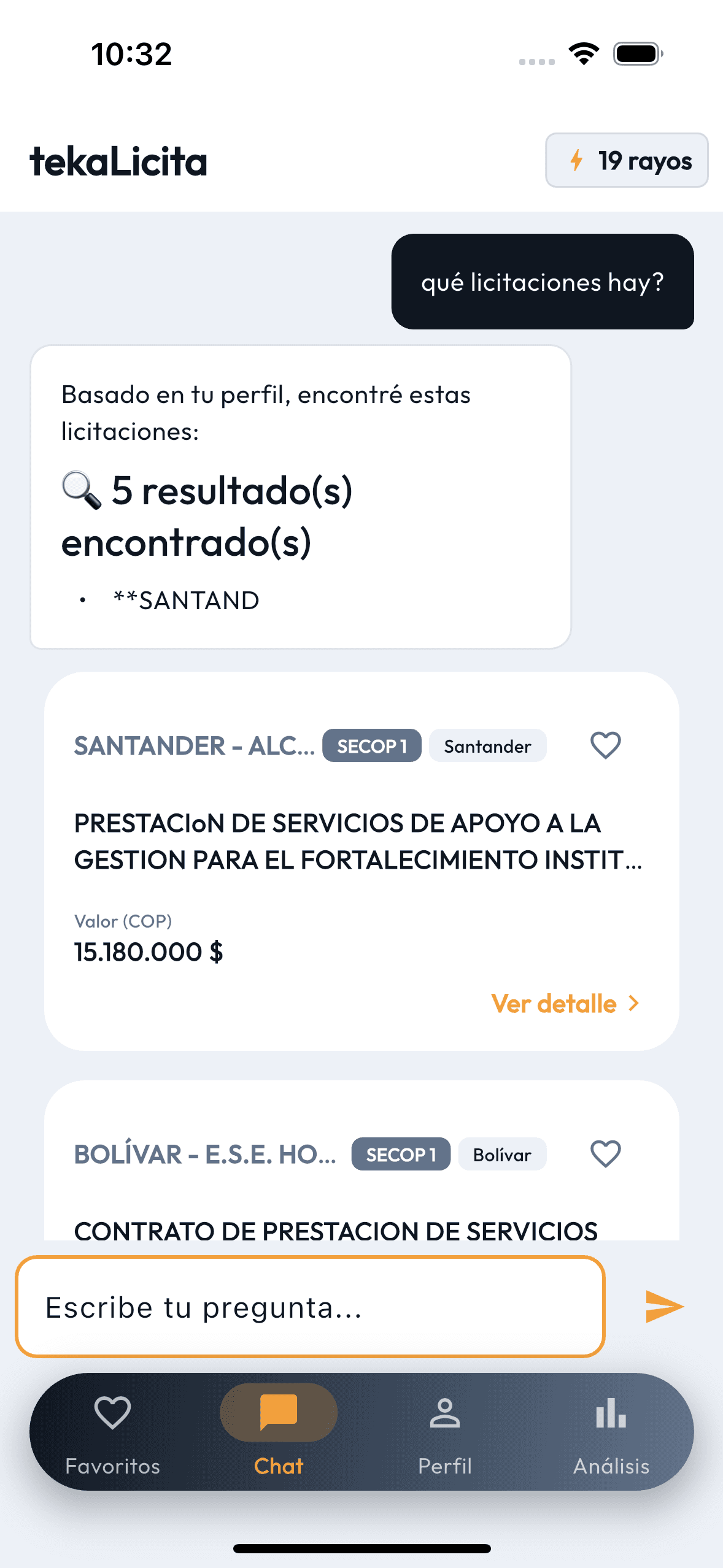 Chat interactivo con respuesta combinada de SECOP I y II